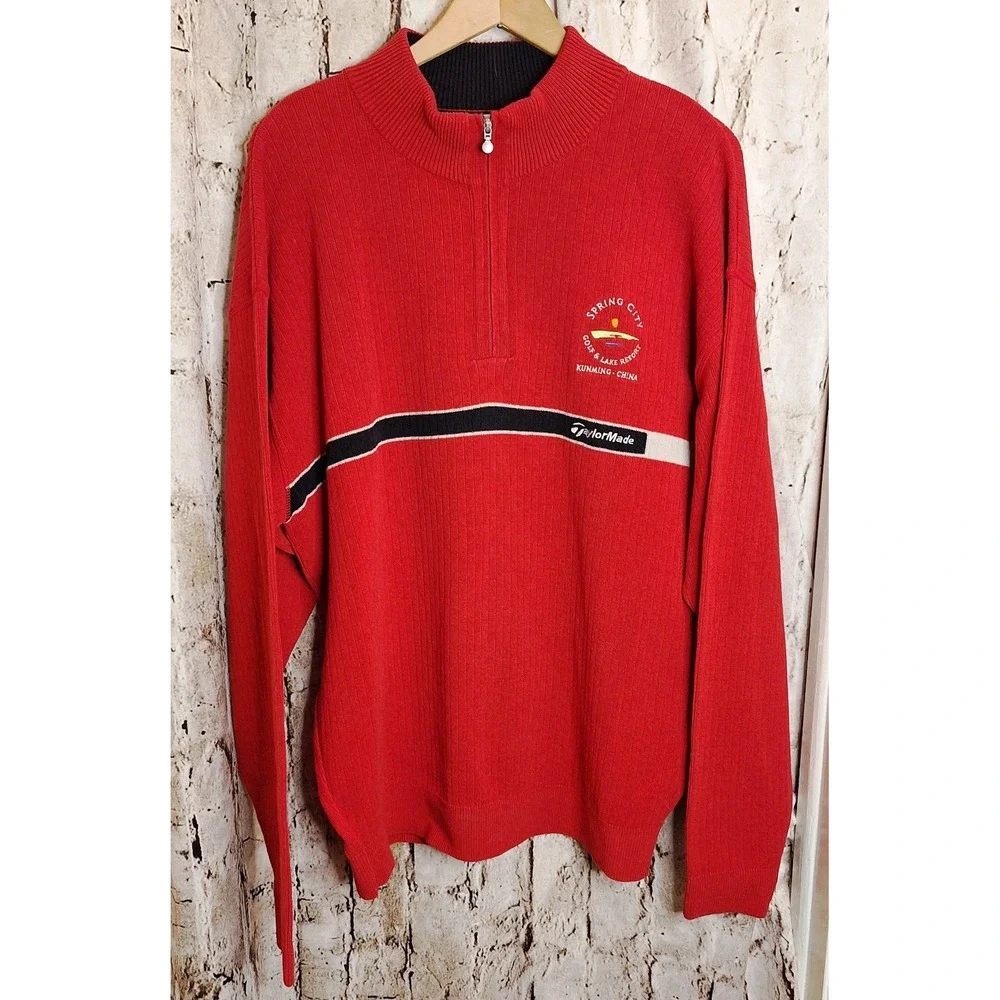 Men's XL Taylor Made Red Pullover zip Neck sweater Spring City Kunming China